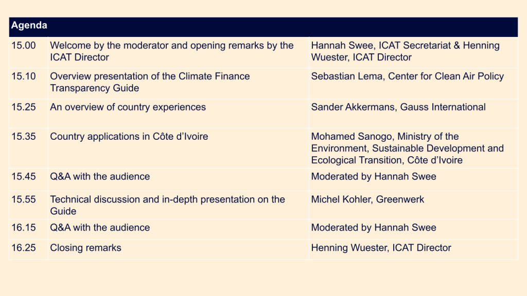 Webinar Climate Finance Transparency Icat